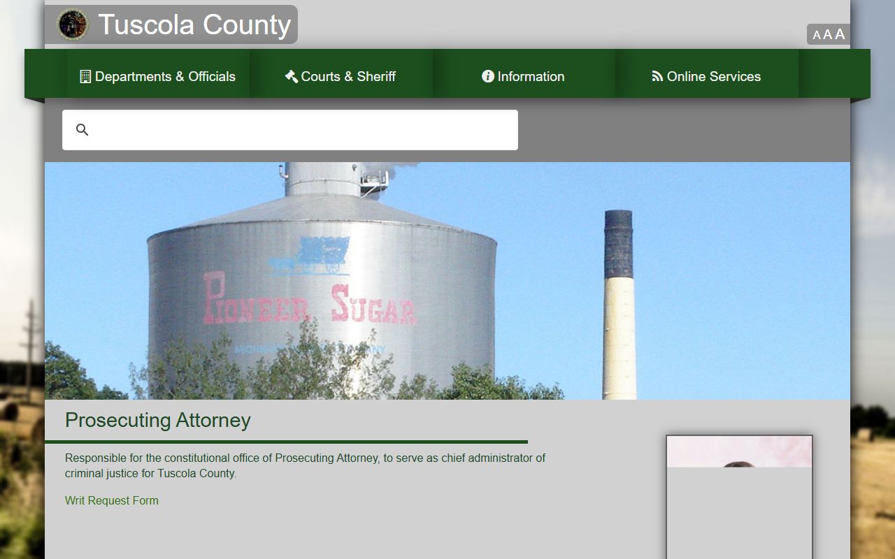Tuscola County Prosecuting Attorney page for court records after arrest